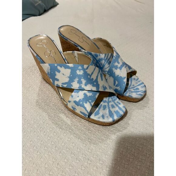 New Jessica Simpson blue and white Wedges - Picture 2 of 6
